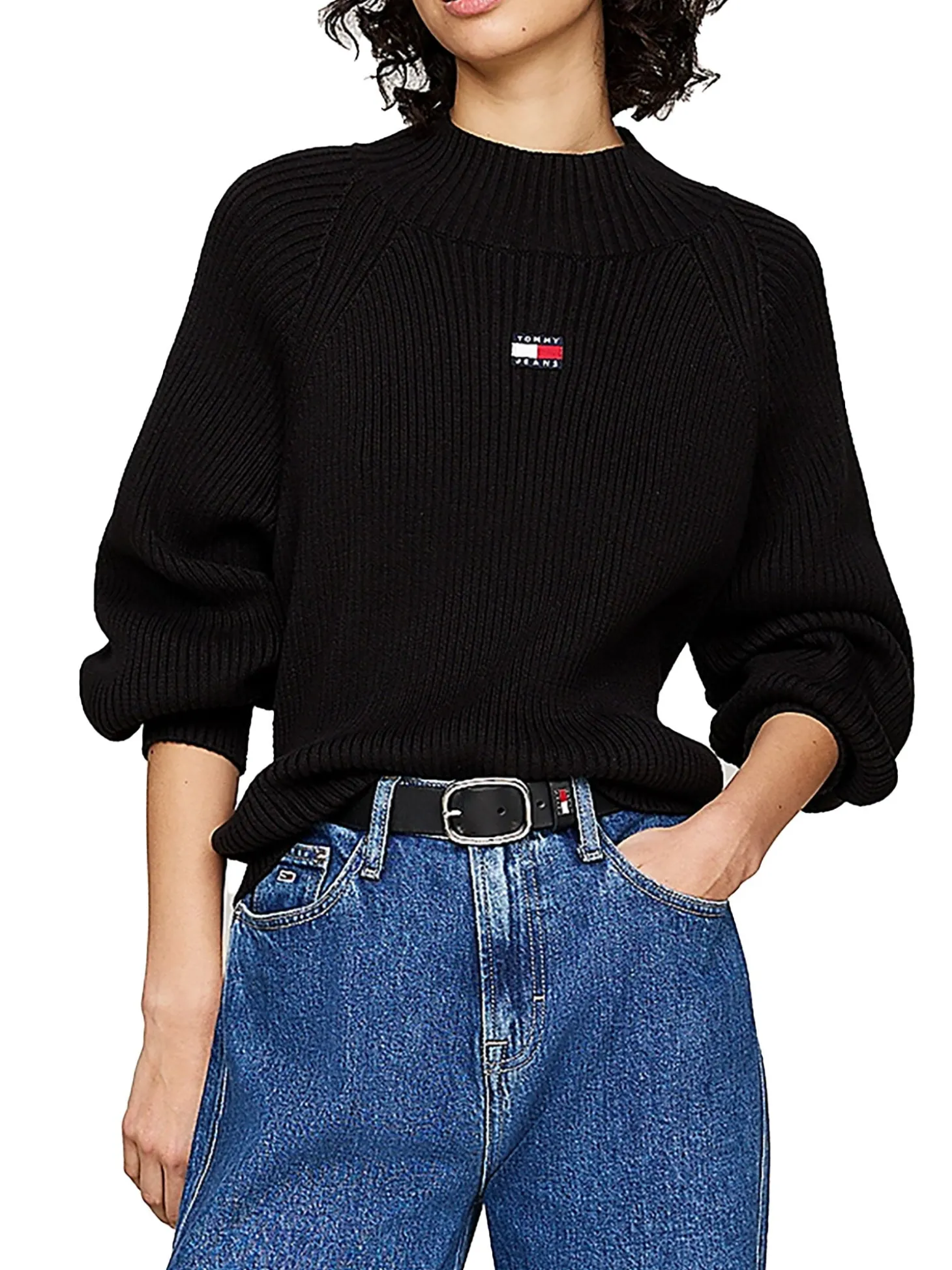 Pullover squadrato con distintivo nero
