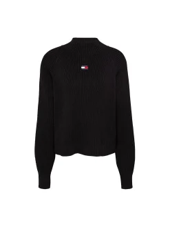 Pullover squadrato con distintivo nero