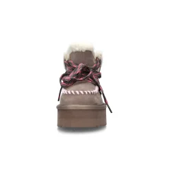 Scarpe platform con pelliccia taupe