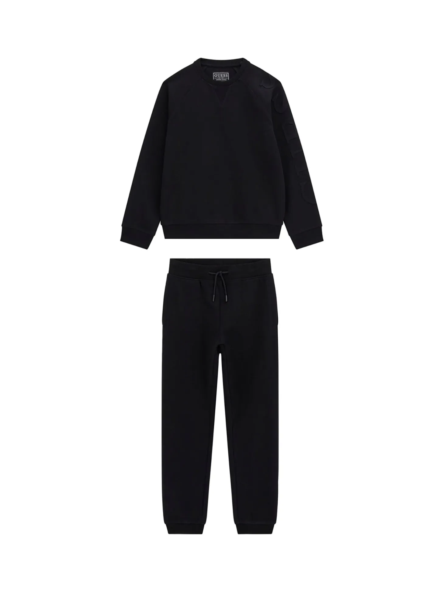 Set 2 pz felpa con logo ricamato sulle maniche e jogger nero