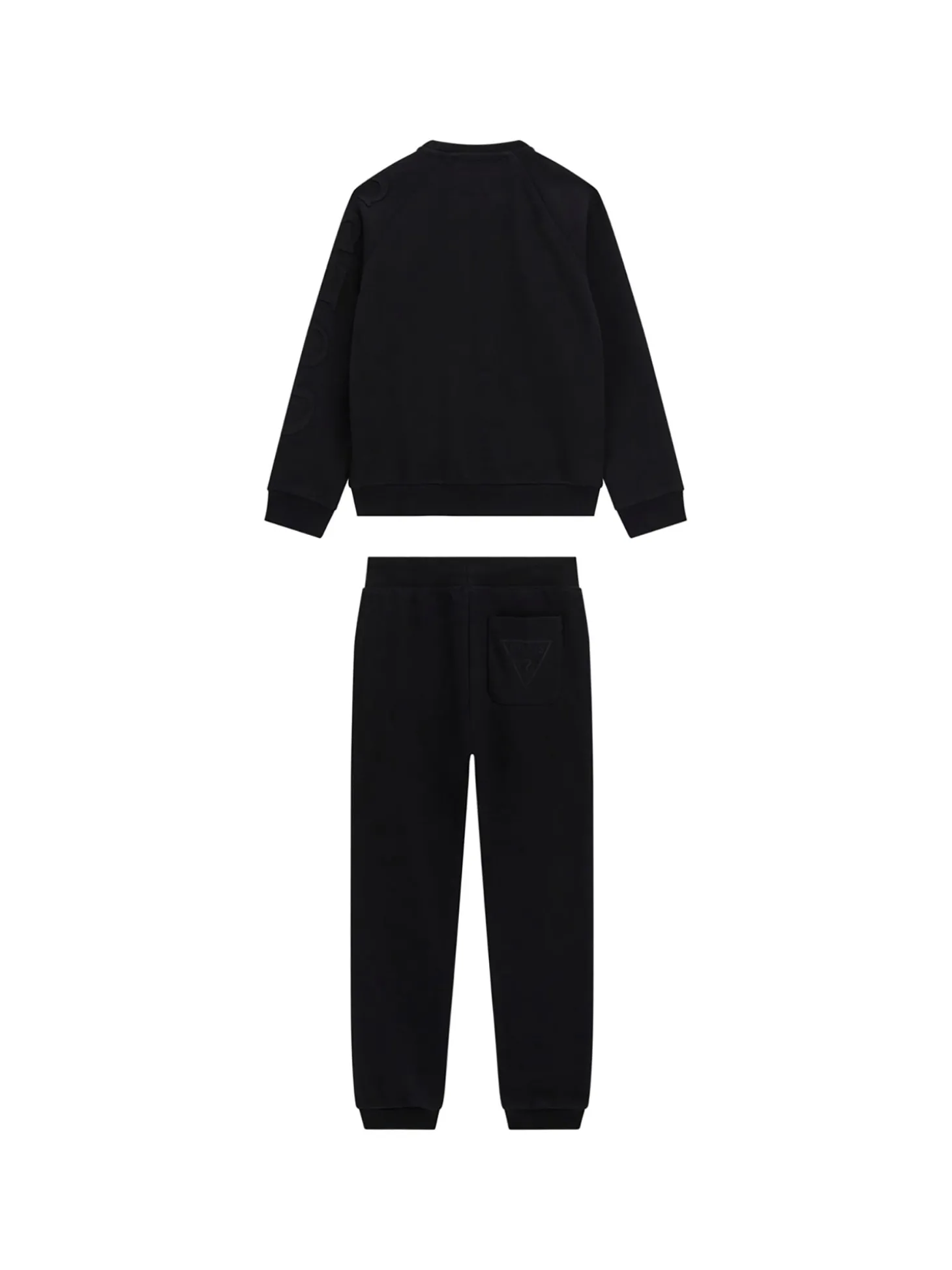 Set 2 pz felpa con logo ricamato sulle maniche e jogger nero