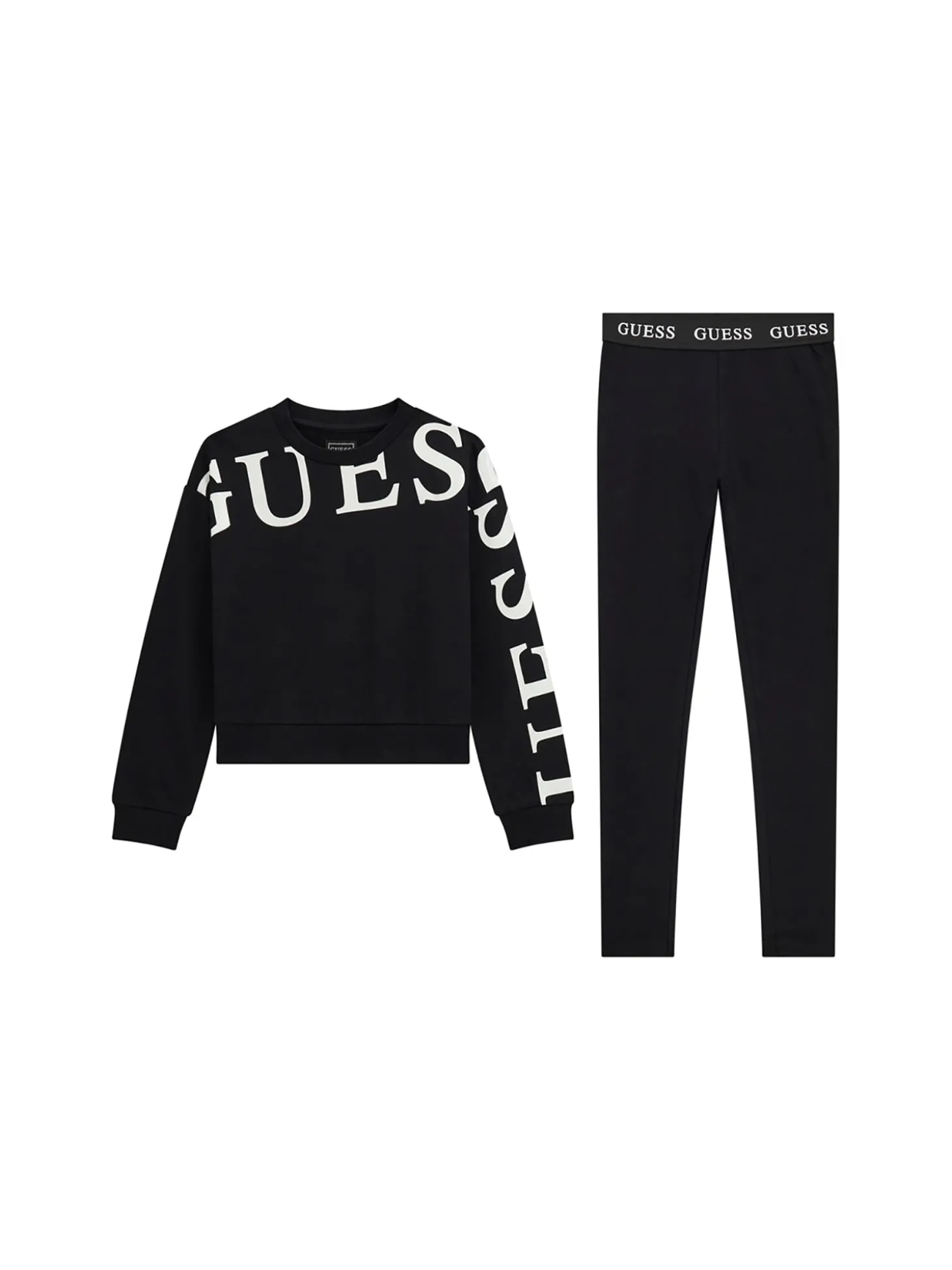Set 2 pz felpa e leggings active stampa logo nero