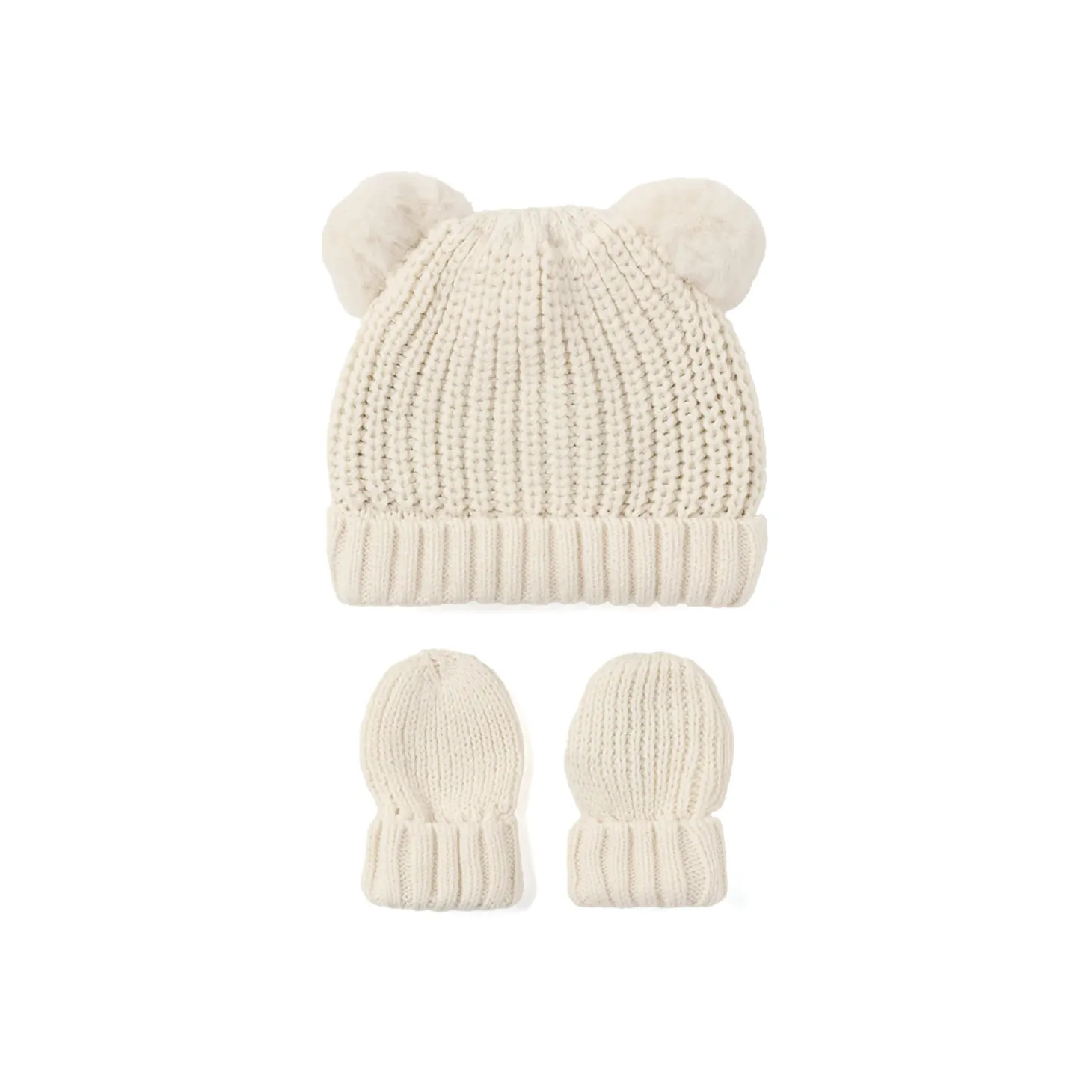 Set due pezzi cappello e guanti beige