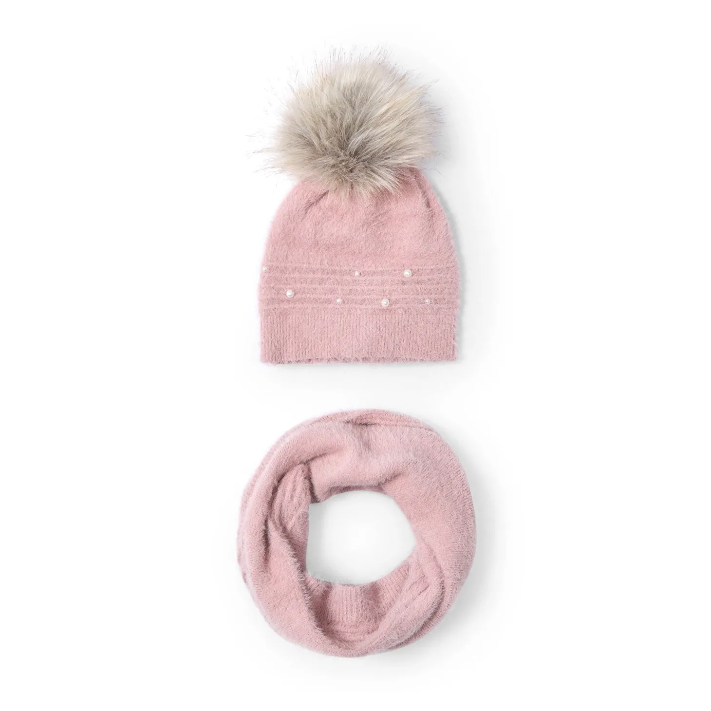 Set due pezzi cappello e sciarpa nude