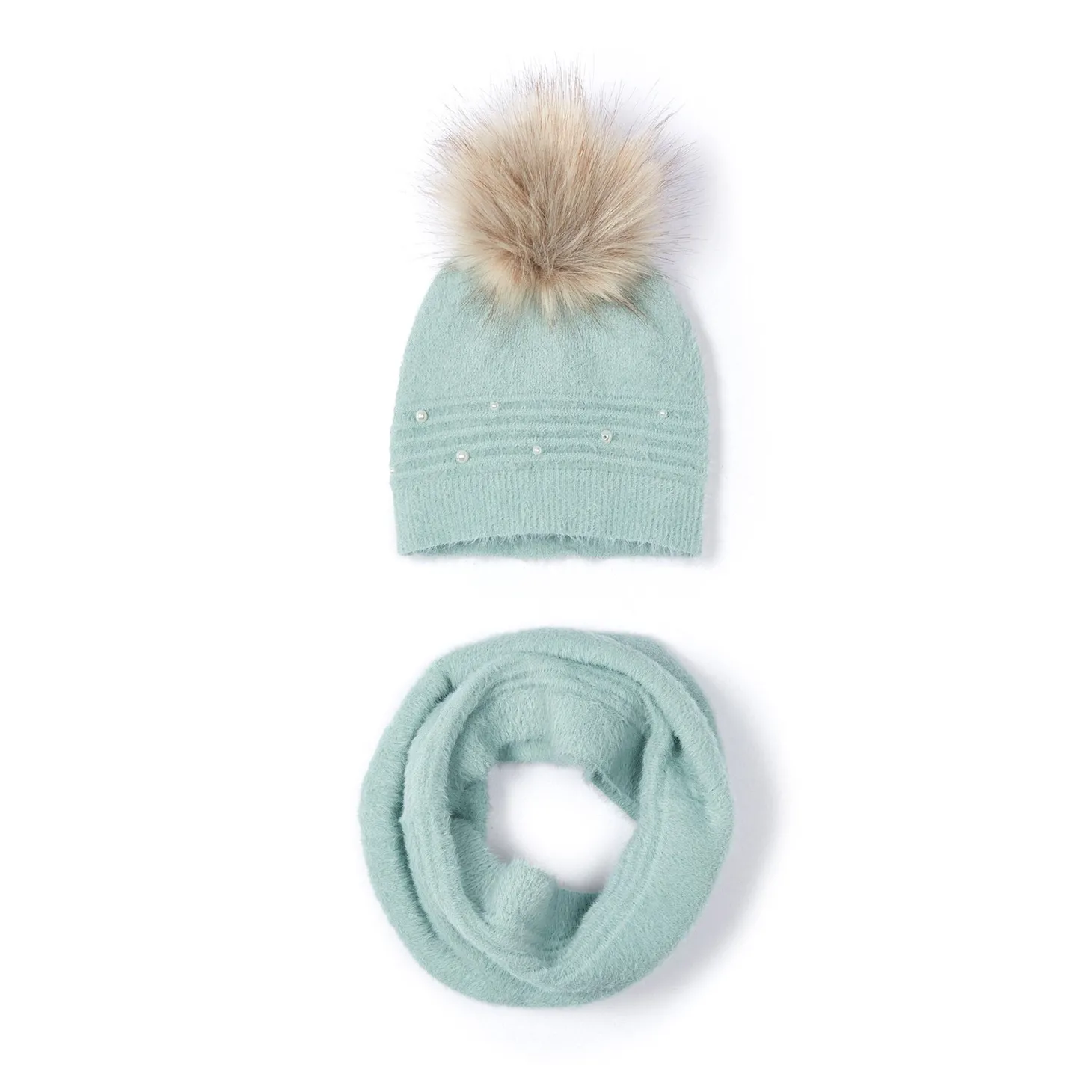 Set due pezzi cappello e sciarpa giada