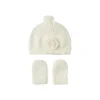 Set due pezzi cappello e guantini panna