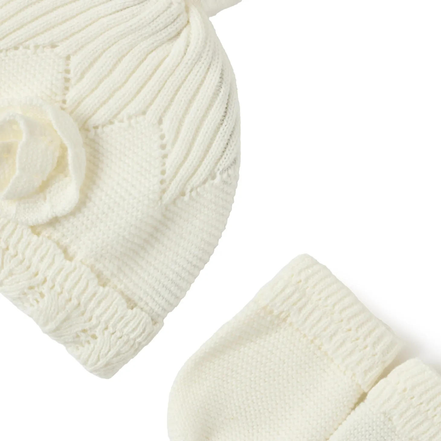 Set due pezzi cappello e guantini panna