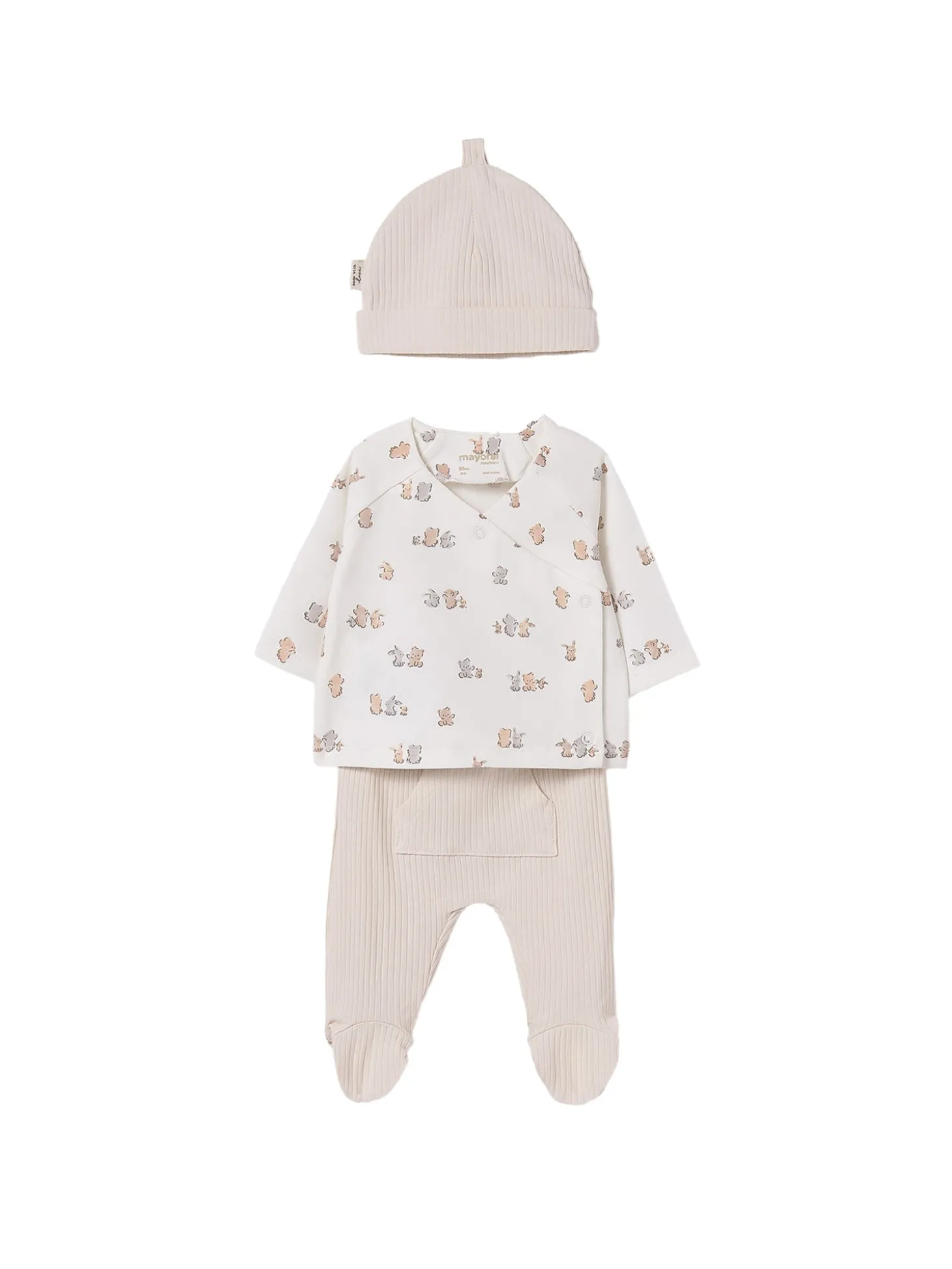 Set t-shirt, pantaloni e cappellino naturale