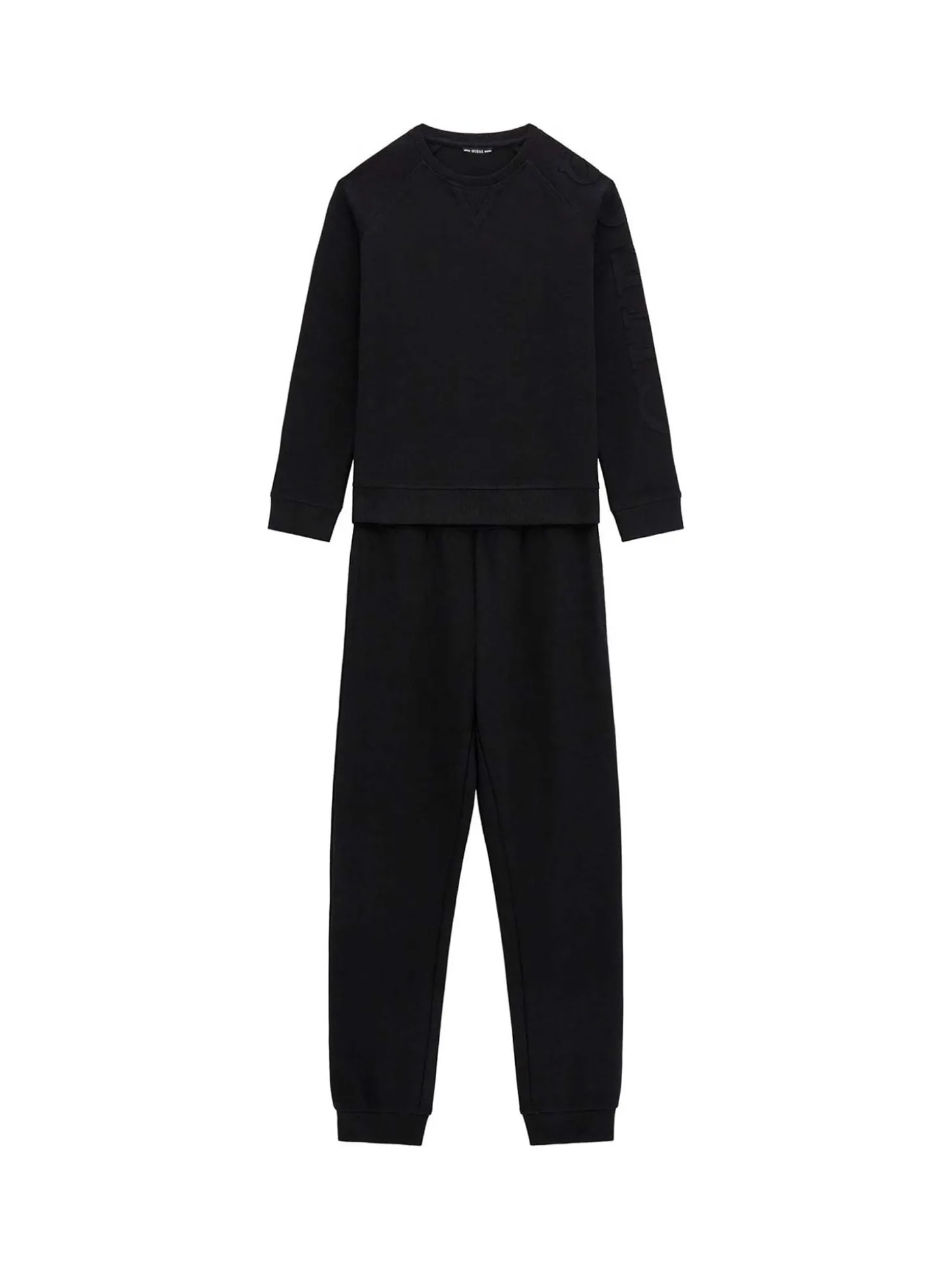 Set tuta active felpa girocollo e jogger con logo texturizzato nero