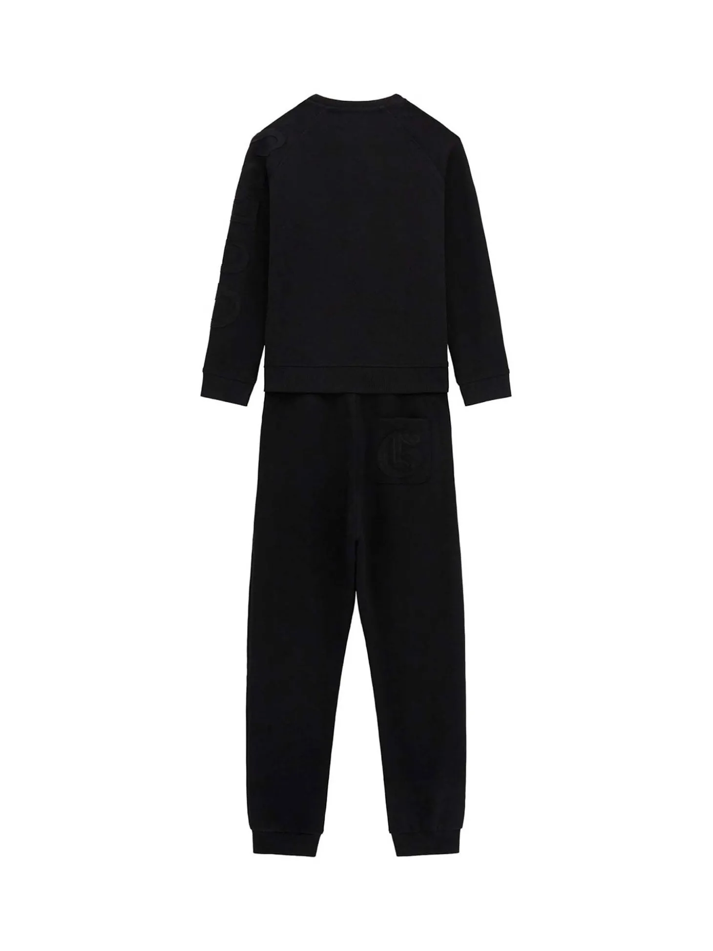 Set tuta active felpa girocollo e jogger con logo texturizzato nero
