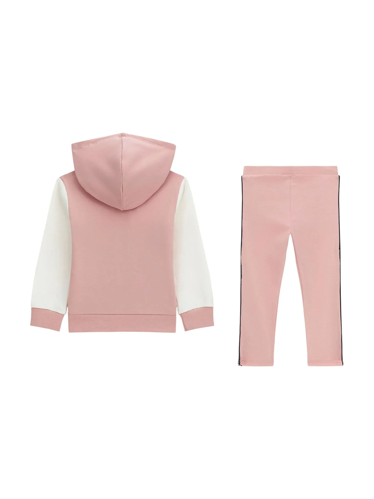 Set tuta felpa zip con cappuccio stampa colorblock e leggings rosa