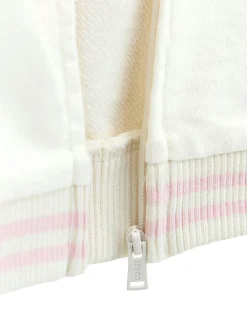 Set tuta felpa zip con cappuccio e jogger con logo paillettes bianco