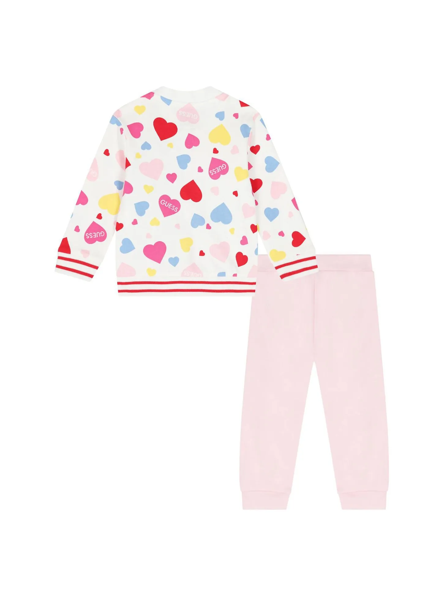 Set tuta felpa zip stampa cuori multicolor allover e jogger neonata ro
