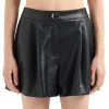 Short in ecopelle a vita alta nero