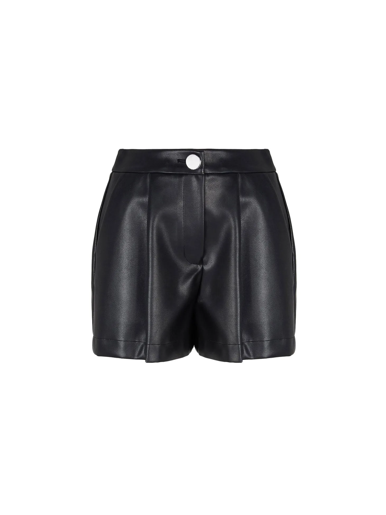 Short in ecopelle a vita alta nero