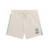 Shorts in felpa con ricamo panna