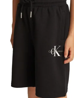 Shorts teen in felpa logo monogram nero