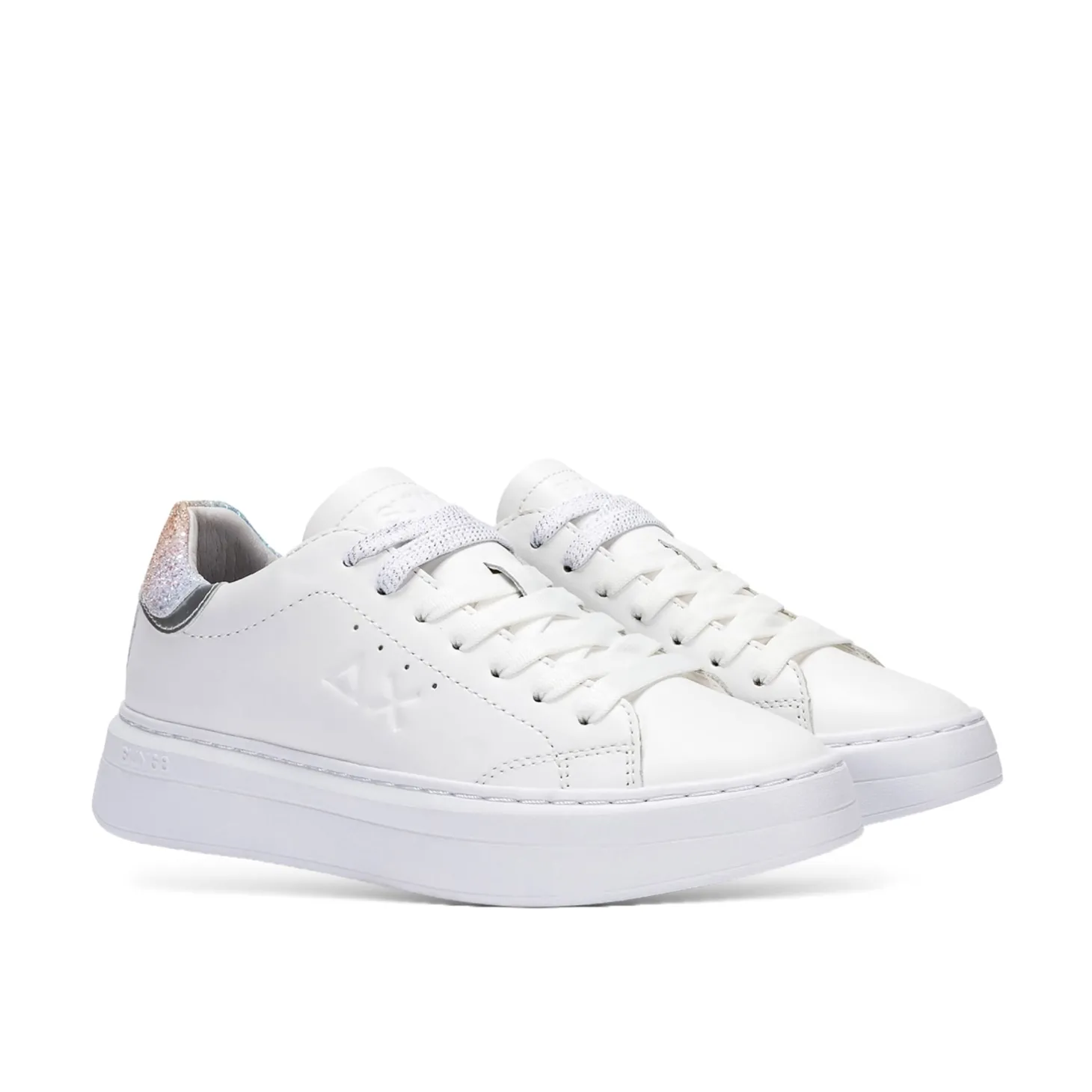 SNEAKER GRACE LeaTHER BIANCO/ARGENTO
