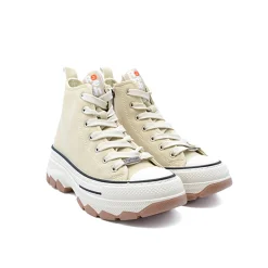 Sneakers alta con plateau beige