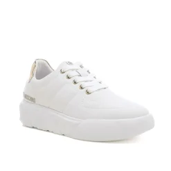 Sneakers con nappa e logo bianco/platino