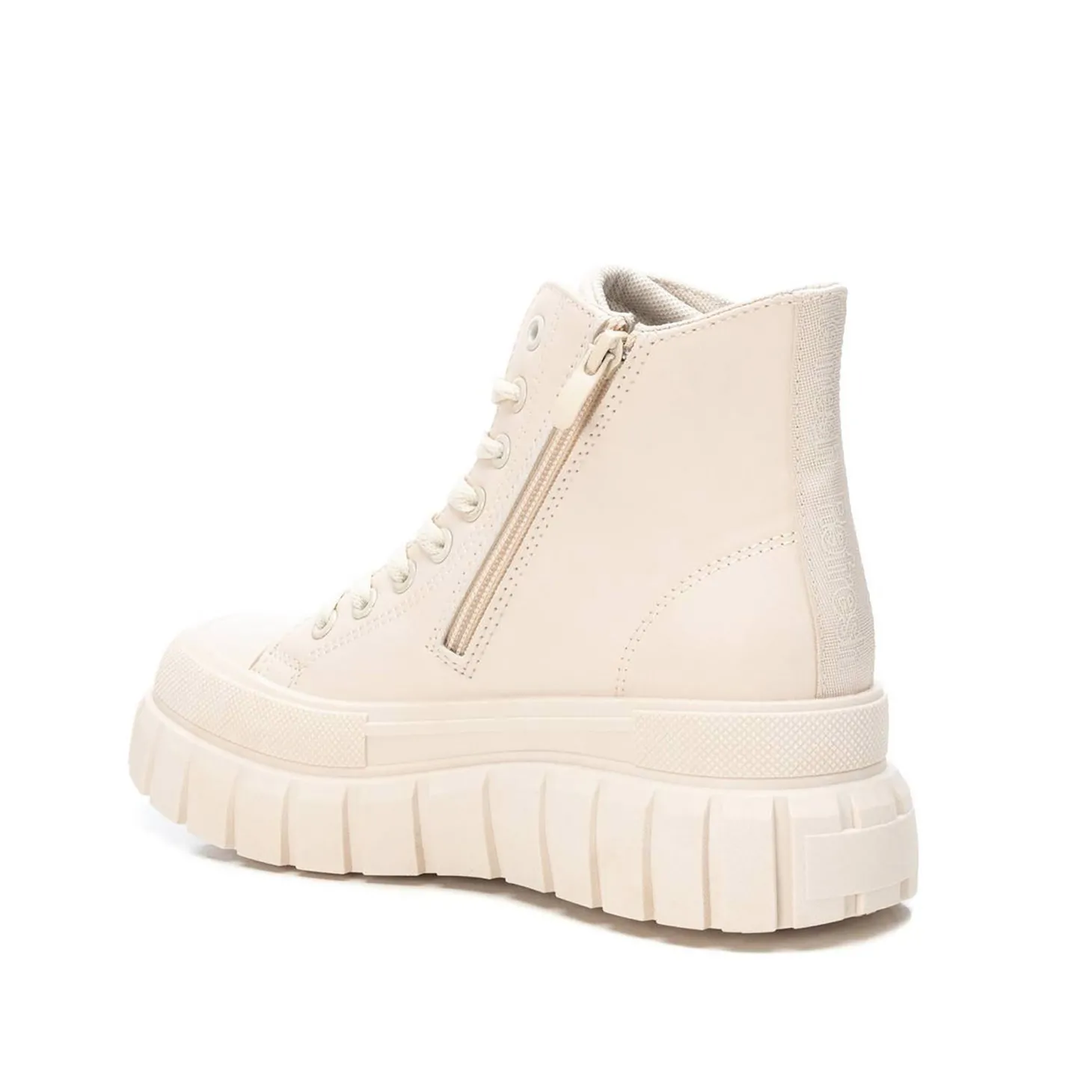 Sneakers con suola bold e cerniera beige
