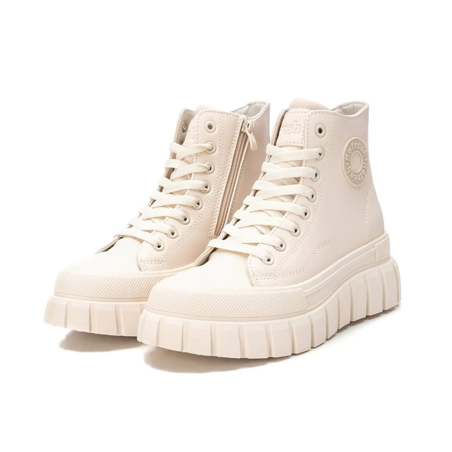 Sneakers con suola bold e cerniera beige