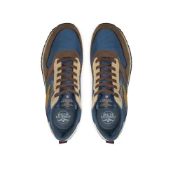 Sneakers ecopelle e mesh con aquila turrita e ricamo posteriore moro/b
