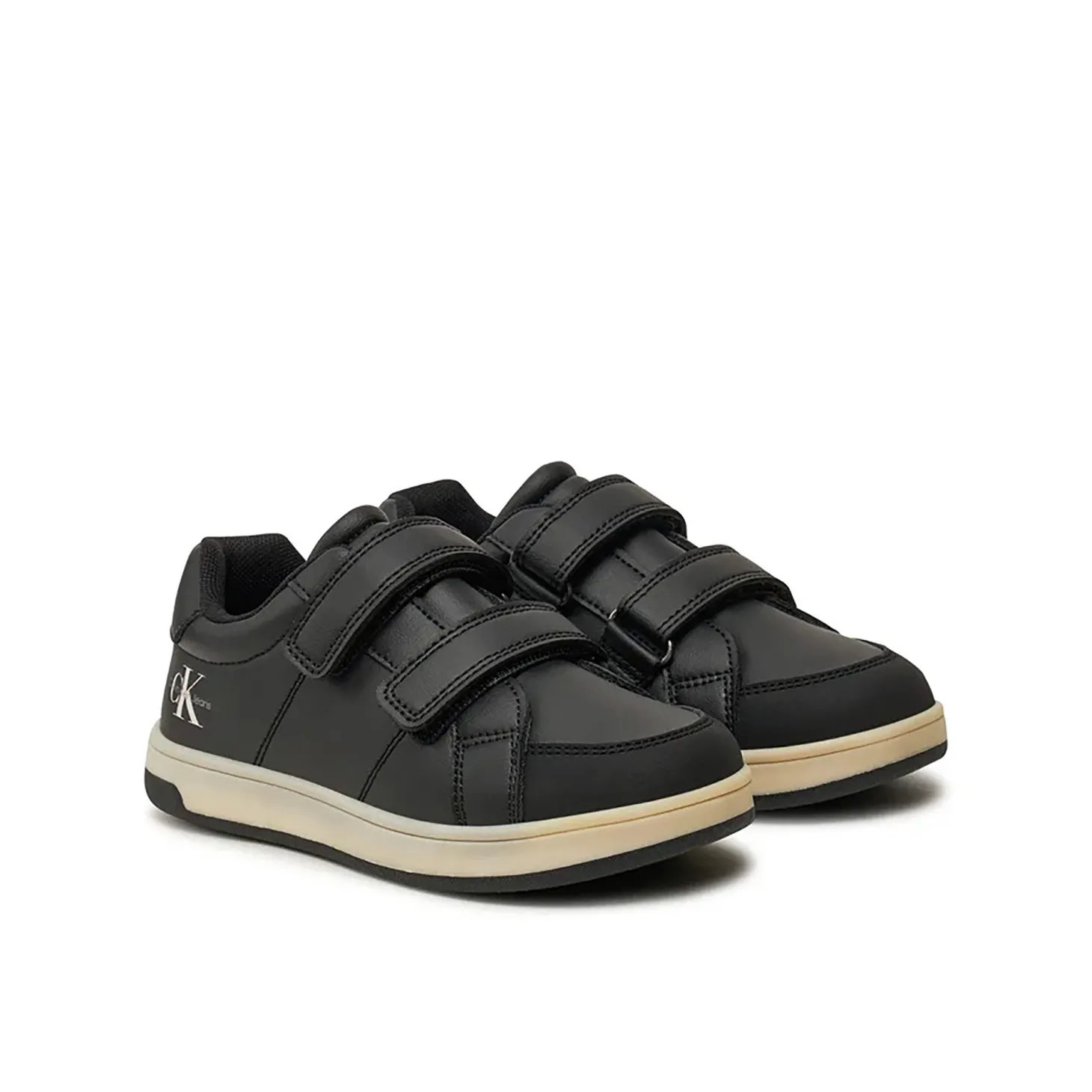 Sneakers junior con chiusura a velcro con logo posteriore nero
