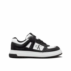 Sneakers junior in ecopelle nero/bianco