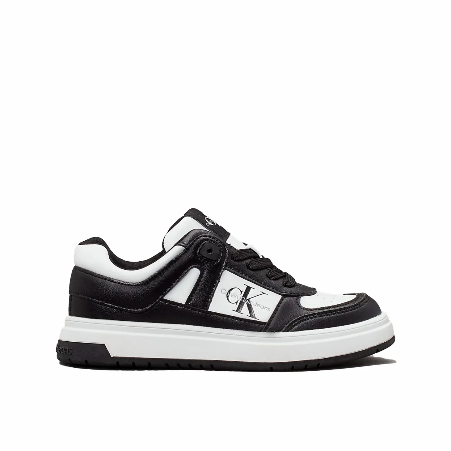Sneakers junior in ecopelle nero/bianco