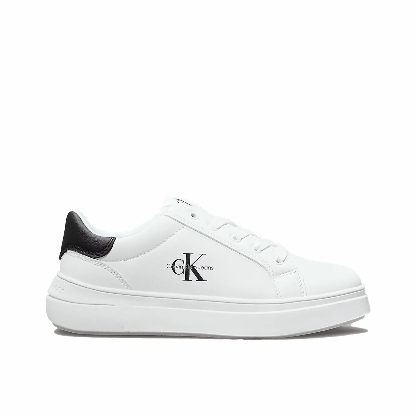Sneakers junior in ecopelle bianco/nero