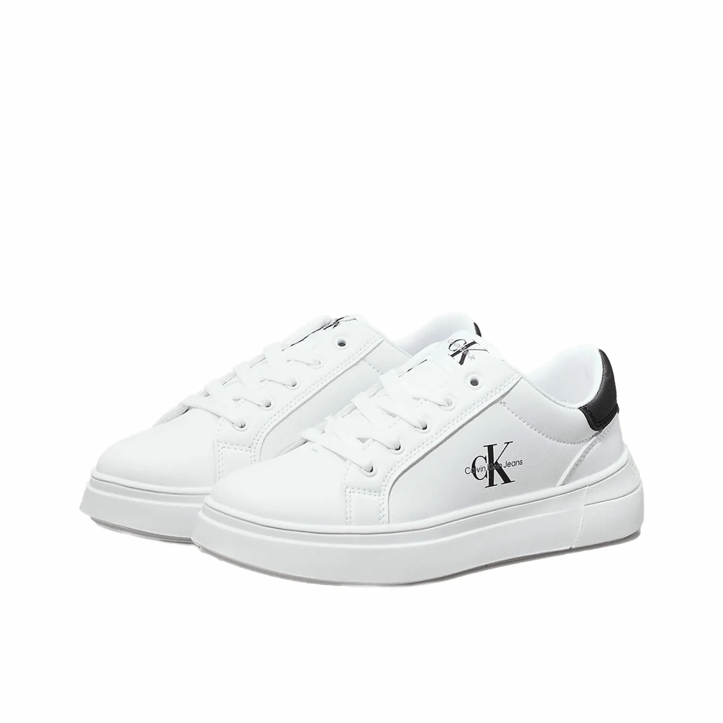Sneakers junior in ecopelle bianco/nero