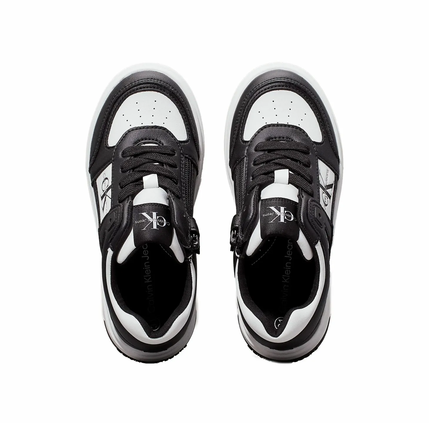 Sneakers junior in ecopelle nero/bianco