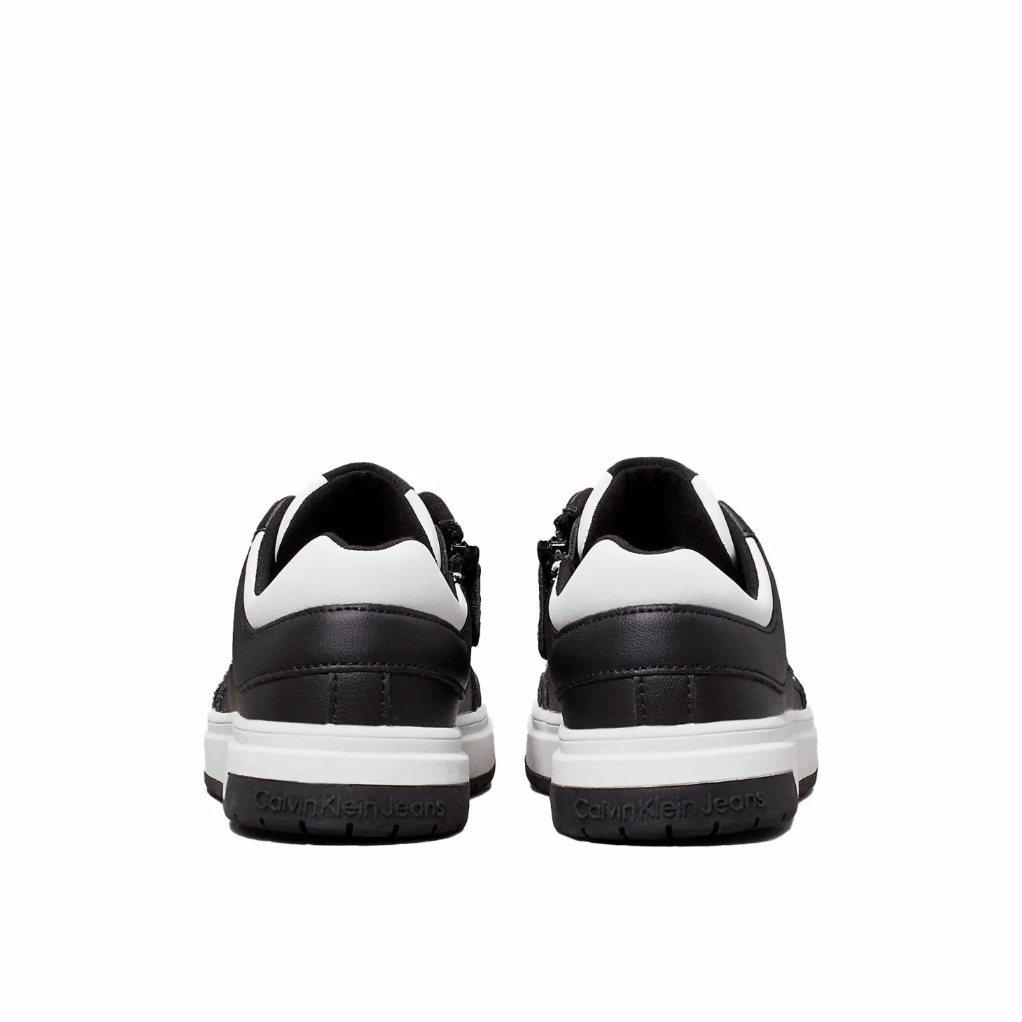 Sneakers junior in ecopelle nero/bianco