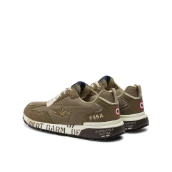 Sneakers mesh con ricamo aquila turrita taupe/beige