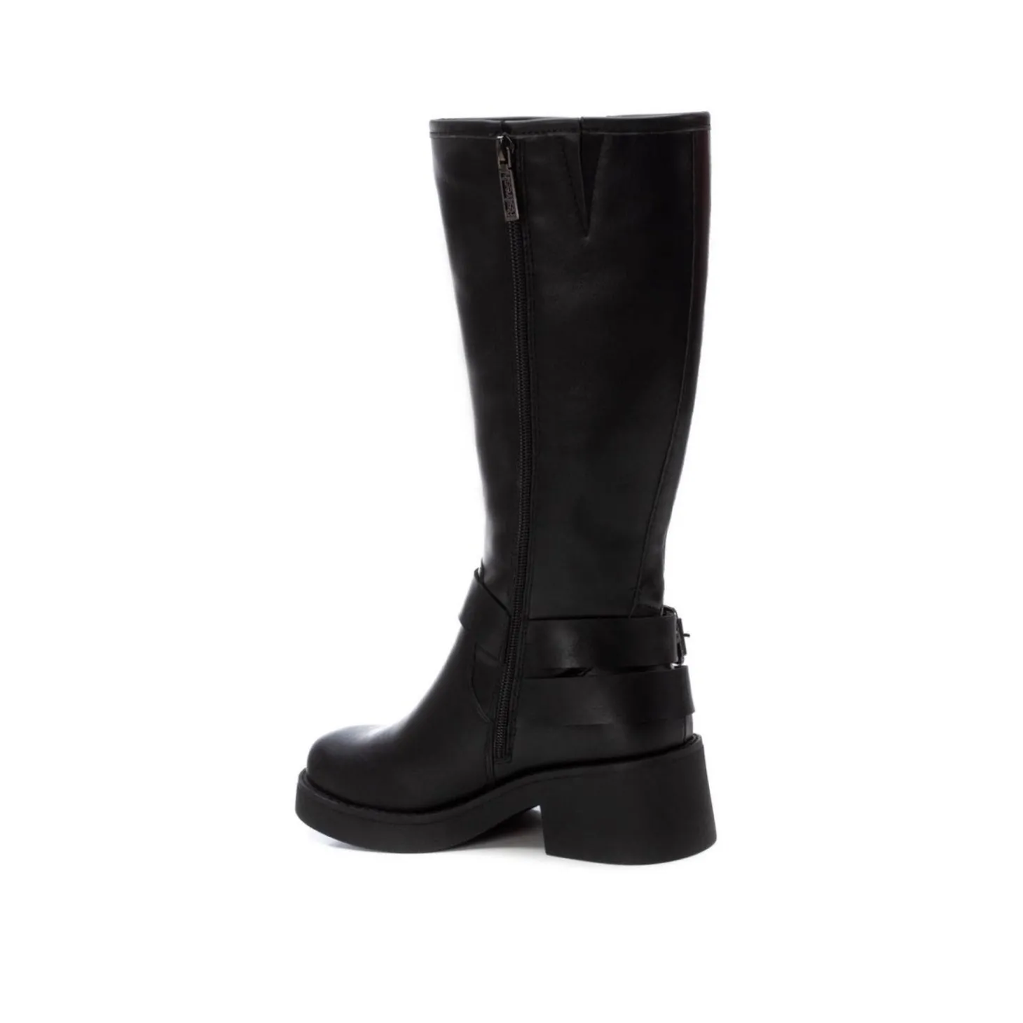 Stivale alto biker con fibbie nero