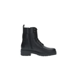 Stivaletto combat boot con zip e logo laterale nero