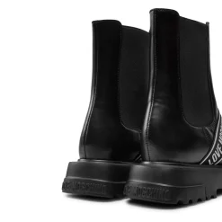 Stivaletto con fascia con logo nero