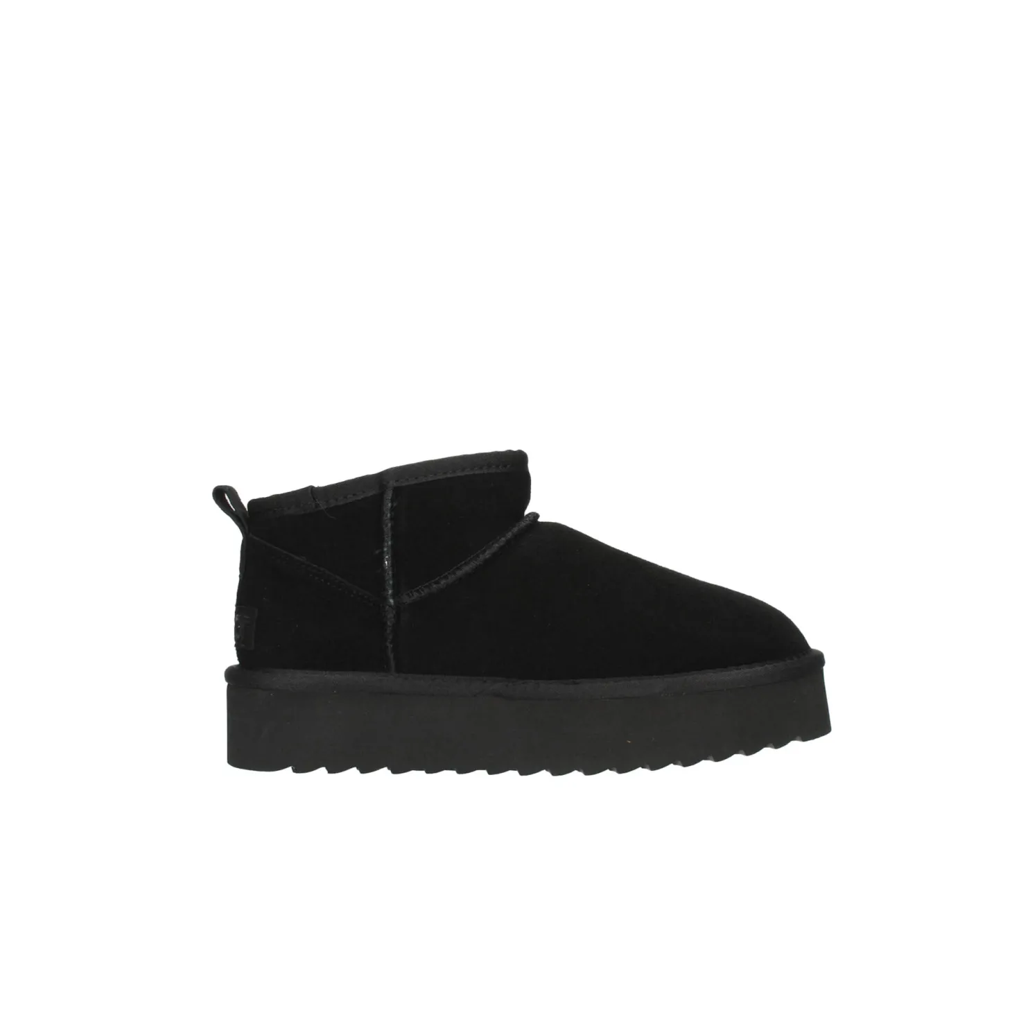 Stivaletto platform suede con fodera in lana nero