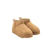 Stivaletto platform suede con fodera in lana beige