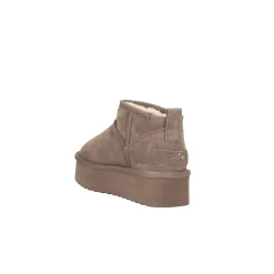 Stivaletto platform suede con fodera in lana taupe