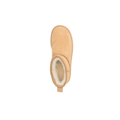 Stivaletto platform suede con fodera in lana beige