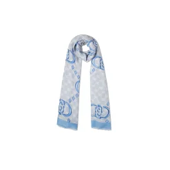 Stola con stampa logo monogram celeste