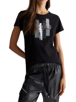 T- shirt manica corta jersey nero