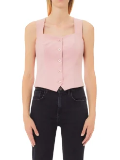 Top con bottoni rosa