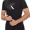 T-shirt a maniche corte con stampa logo frontale nero