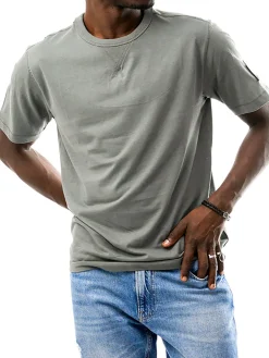T-shirt a maniche corte con badge del logo grigio