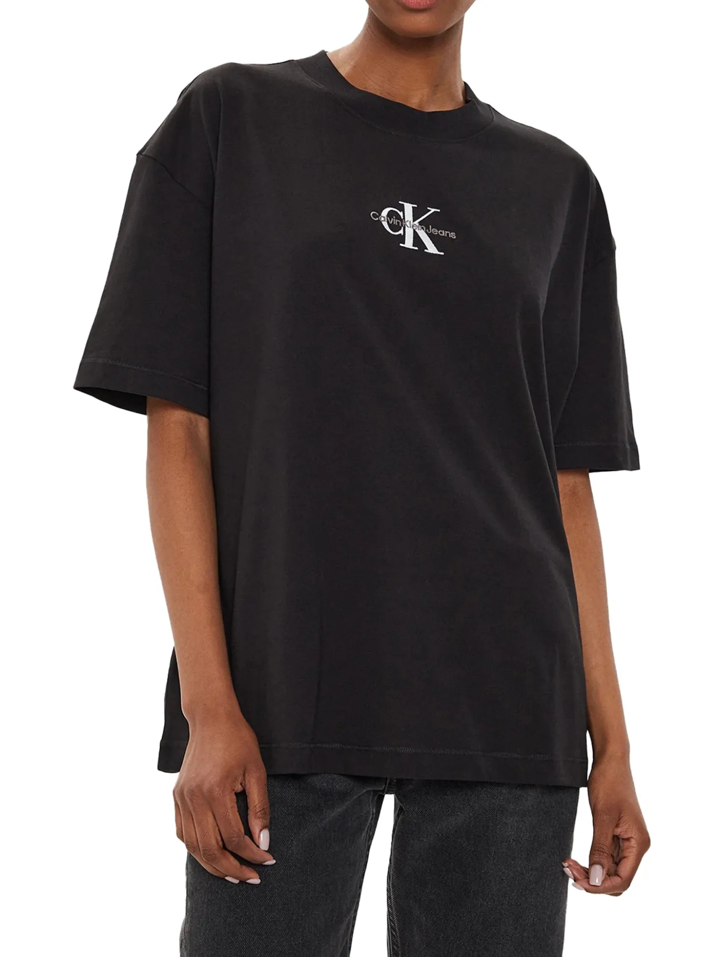 T-shirt a maniche corte con logo nero