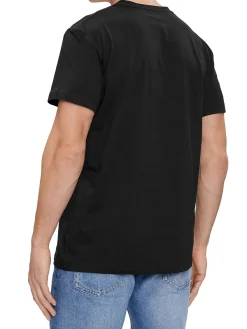 T-shirt a maniche corte con logo sul petto nero