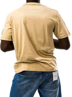 T-shirt a maniche corte con badge del logo kaki